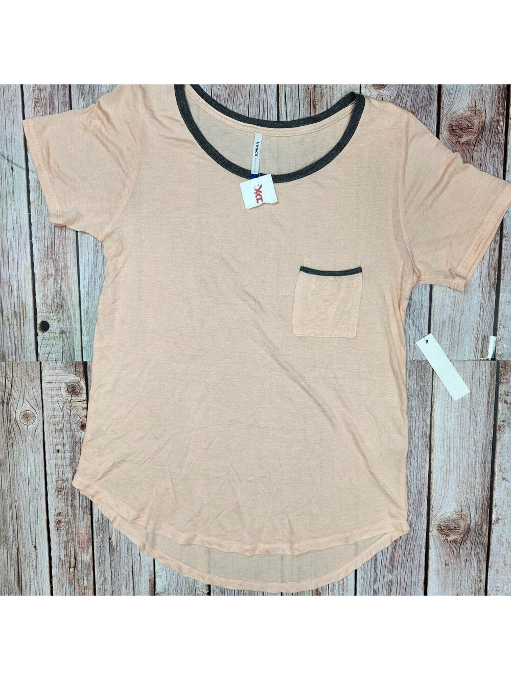 NEW Tresics Women's Short Sleeve T-Shirt with Pocket - Peach